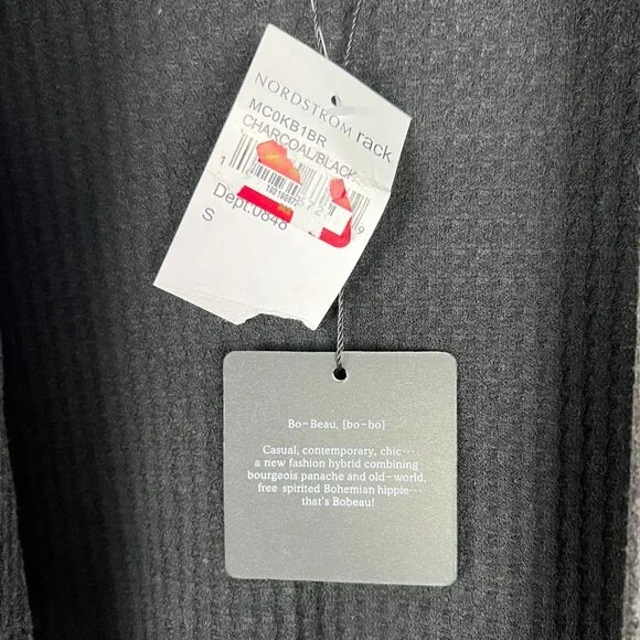 NWT Bobeau Open Front Colorblock Waffle Knit Cardigan Charcoal Black Size Small - Picture 5 of 9